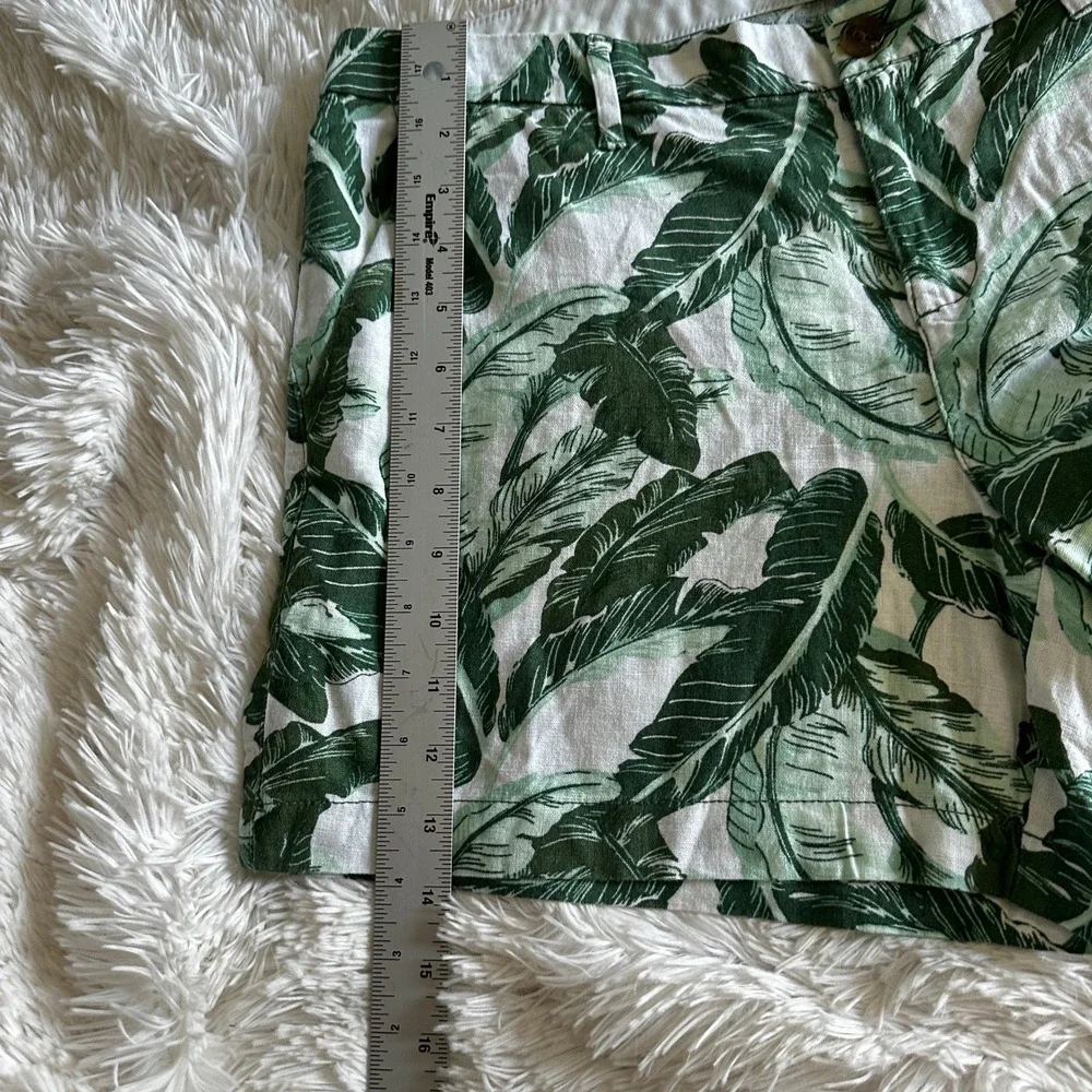 Old Navy Chino Shorts Palm Print Linen Blend Casual Green/White Size 12 NWOT - Picture 10 of 11